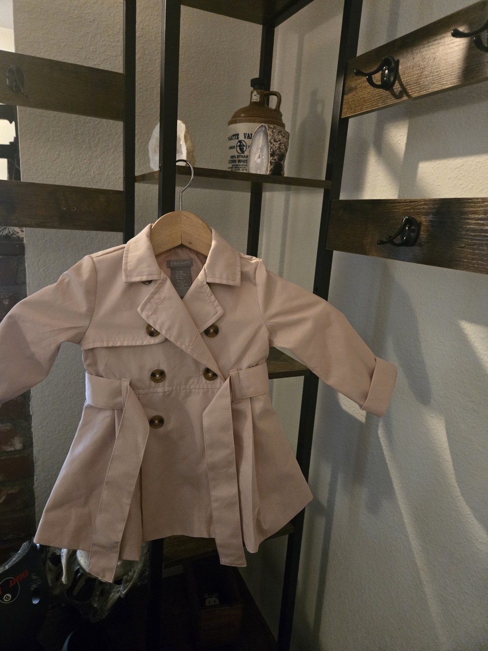 Tahari Girls Double-Breasted Pale Pink Pea Coat